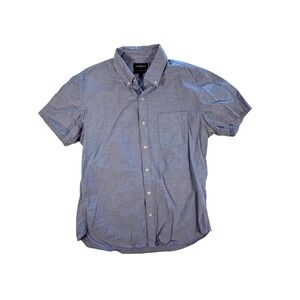 BONOBOS Mens Slim Fit Stretch Short Sleeve Button Down Shirt Blue Size L